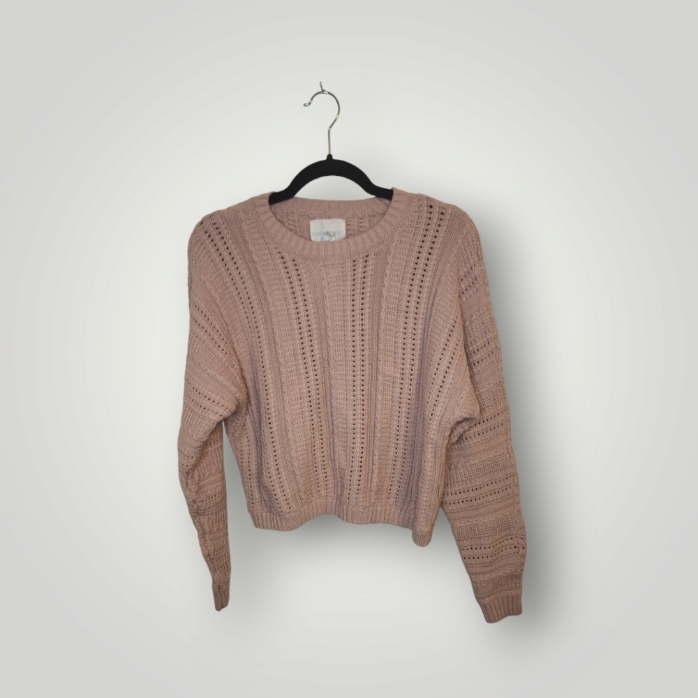 Cynthia Rowley WOMANS PINK CABLE KNIT SWEATER LOW BACK SZ M